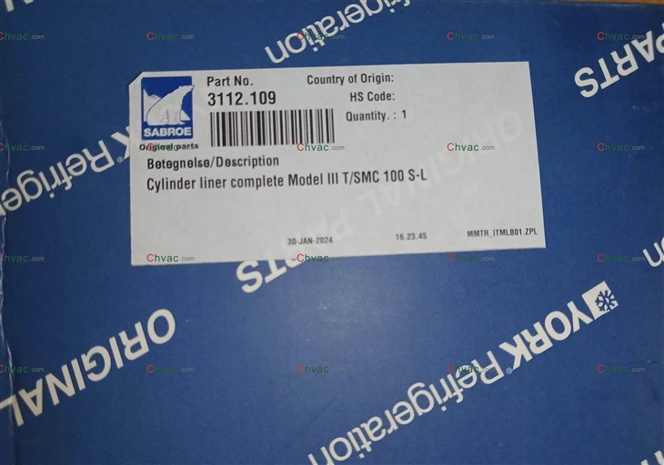 York Parte 3112.109 Camicia del cilindro Nuovo 2025 CHVAC